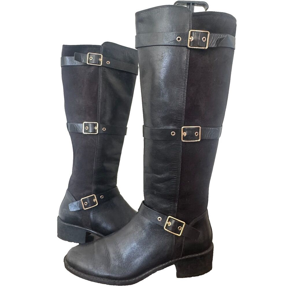 Cole Haan Tall Leather Riding Boots Women's 9.5B Black Classic Preppy